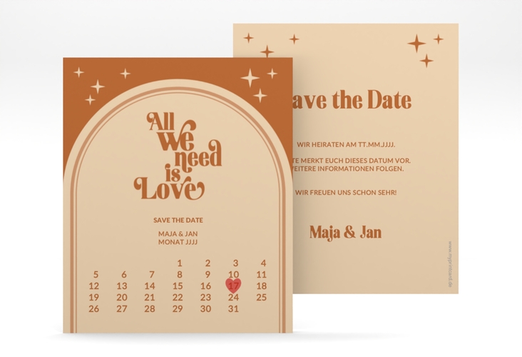 Save the Date-Kalenderblatt Groovy Kalenderblatt-Karte beige