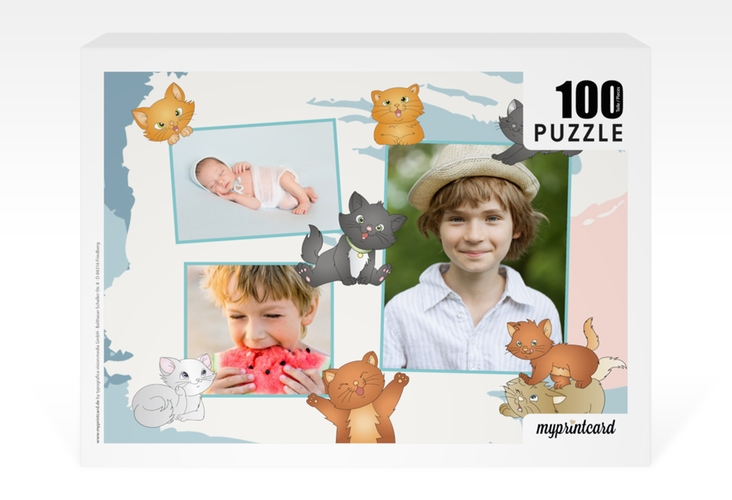 Fotopuzzle 100 Teile Katzenpfote 100 Teile blau