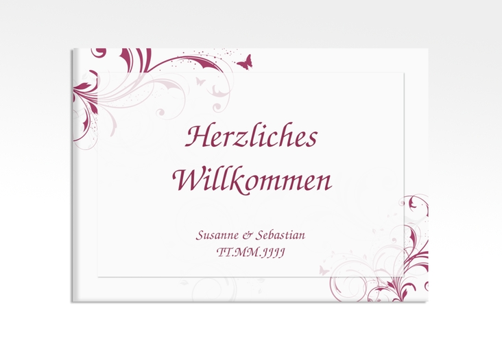 Willkommensschild Hochzeit Palma 70 x 50 cm Leinwand pink