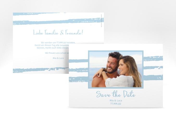 Save the Date-Karte Hochzeit Mare A6 Karte quer blau hochglanz