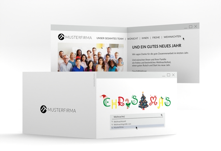 Geschäftliche Weihnachtskarte WebXmas A6 Klappkarte quer hochglanz