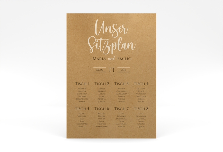 Sitzplan Poster Hochzeit Noble 50 x 70 cm Poster mit elegantem Schriftzug