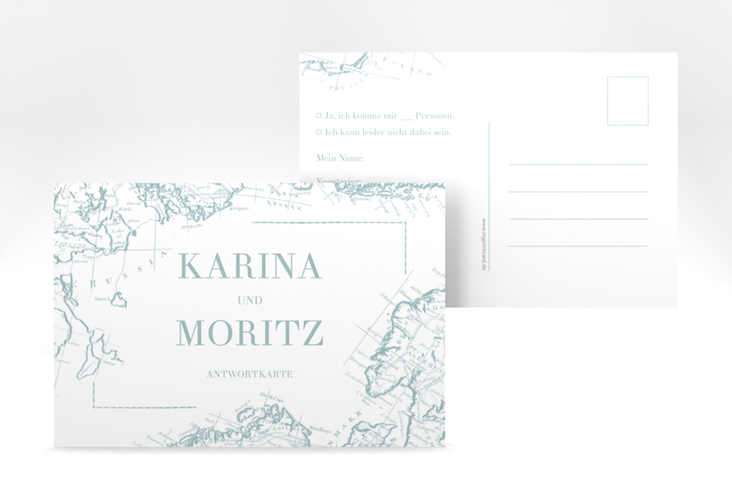 Antwortkarte Hochzeit Voyage A6 Postkarte mint