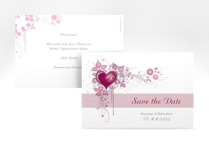 Save the Date-Karte Hochzeit Triest A6 Karte quer pink