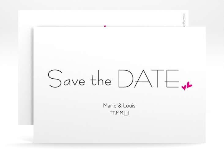 Save the Date-Karte Hochzeit Twohearts A6 Karte quer pink