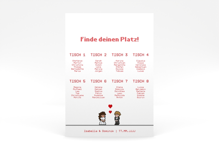 Sitzplan Poster Hochzeit Pixel 50 x 70 cm Poster weiss