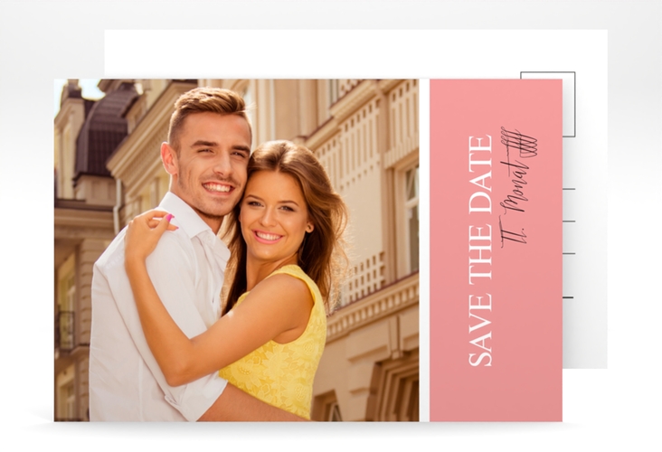 Save the Date-Postkarte Classic A6 Postkarte rosa