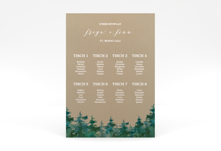 Sitzplan Poster Hochzeit Evergreen 50 x 70 cm Poster