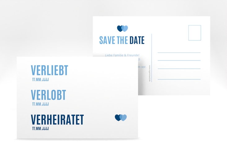 Save the Date-Postkarte Couple A6 Postkarte blau