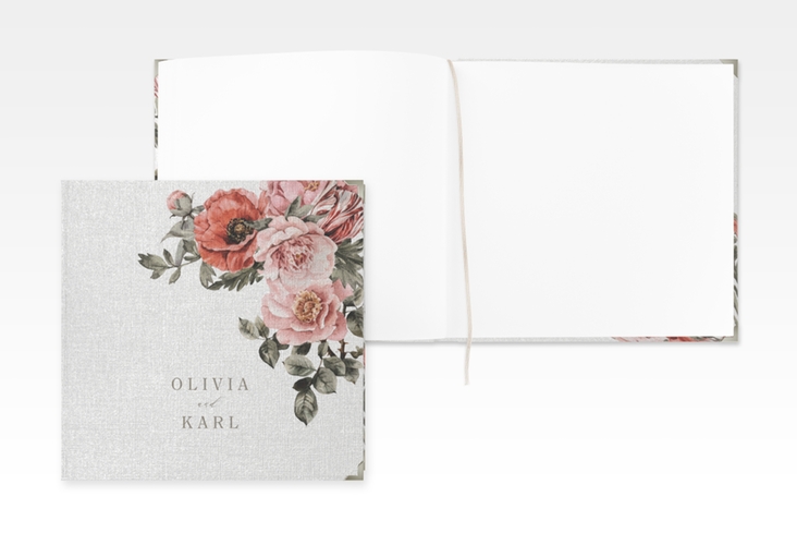 Gästebuch Selection Hochzeit Grazioso Leinen-Hardcover modern mit Mohnblumen und Rosen