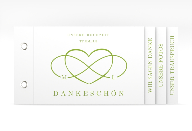 Dankeskarte Hochzeit Infinity Booklet gruen