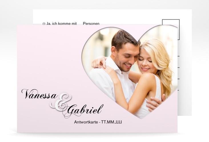 Antwortkarte Hochzeit Sweetheart A6 Postkarte rosa