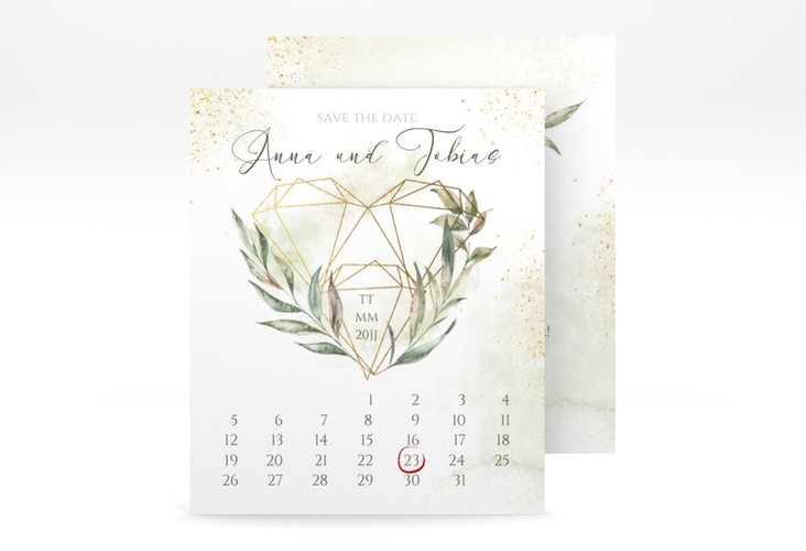 Save the Date-Kalenderblatt Heartfelt Kalenderblatt-Karte mit Diamanten im Geometric Design