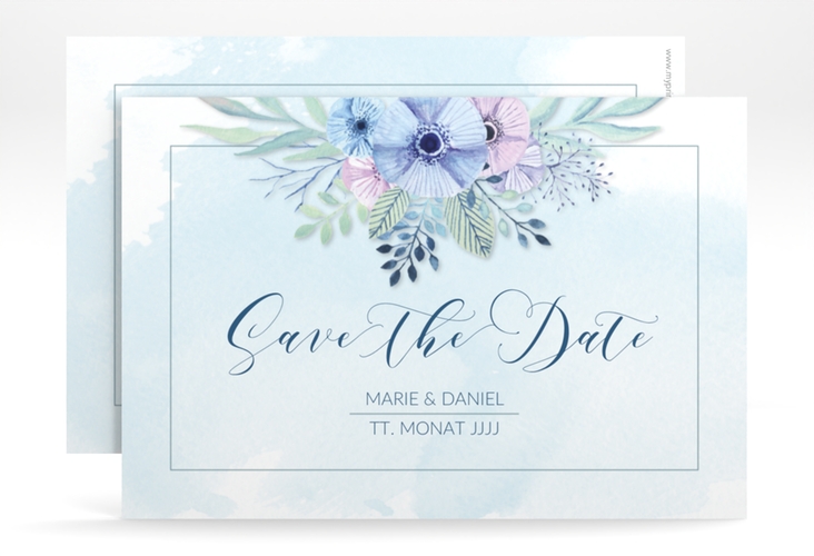 Save the Date-Karte Hochzeit Surfinia A6 Karte quer blau