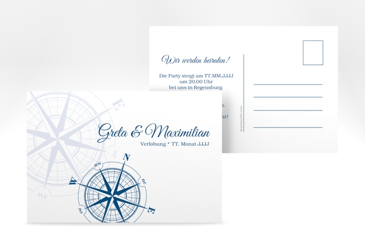 Verlobungskarte Hochzeit Windrose A6 Postkarte