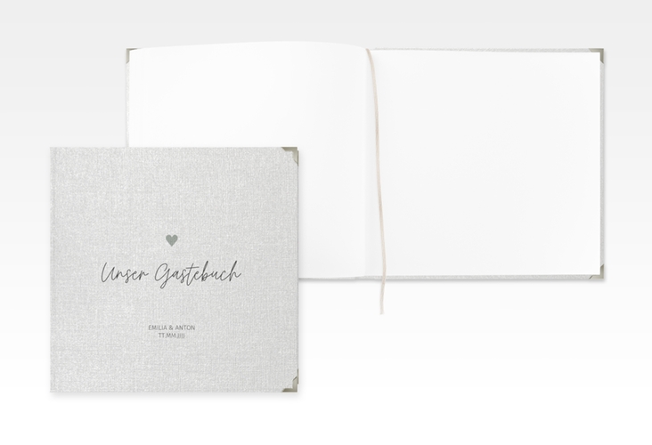 Gästebuch Selection Hochzeit Herzschlag Leinen-Hardcover schlicht und elegant mit Herzchen