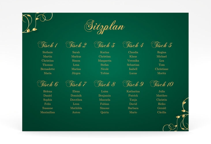 Sitzplan Poster Hochzeit Eternity 70 x 50 cm Poster gruen