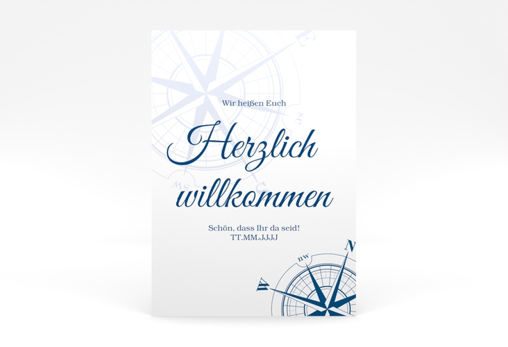 Willkommensschild Poster Windrose 50 x 70 cm Poster blau