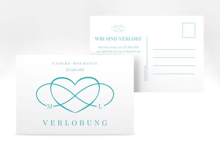 Verlobungskarte Hochzeit Infinity A6 Postkarte tuerkis