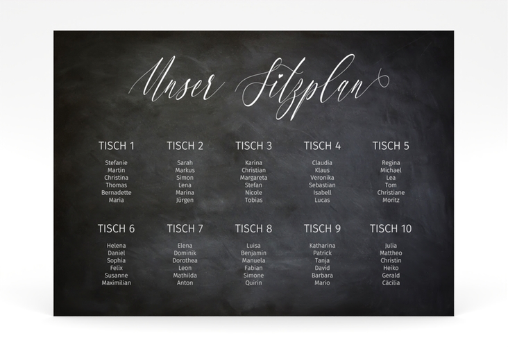 Sitzplan Poster Hochzeit Chalkboard 70 x 50 cm Poster