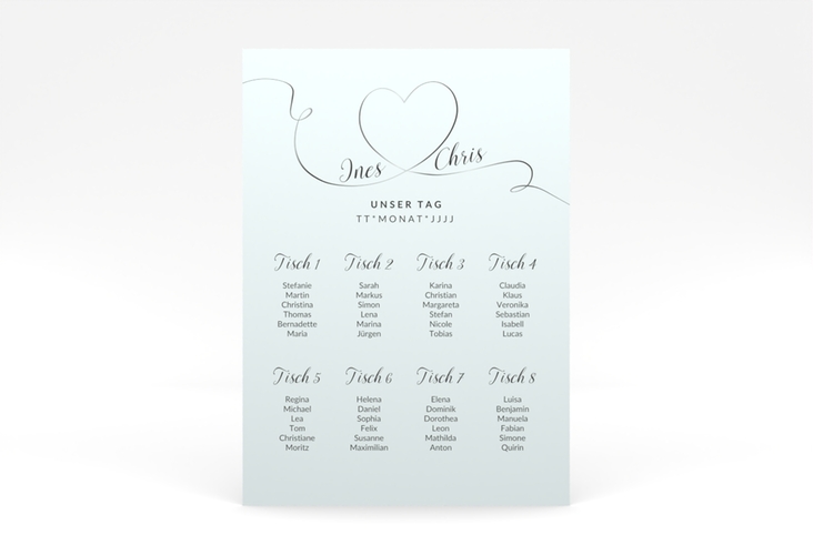 Sitzplan Poster Hochzeit Dolce 50 x 70 cm Poster tuerkis