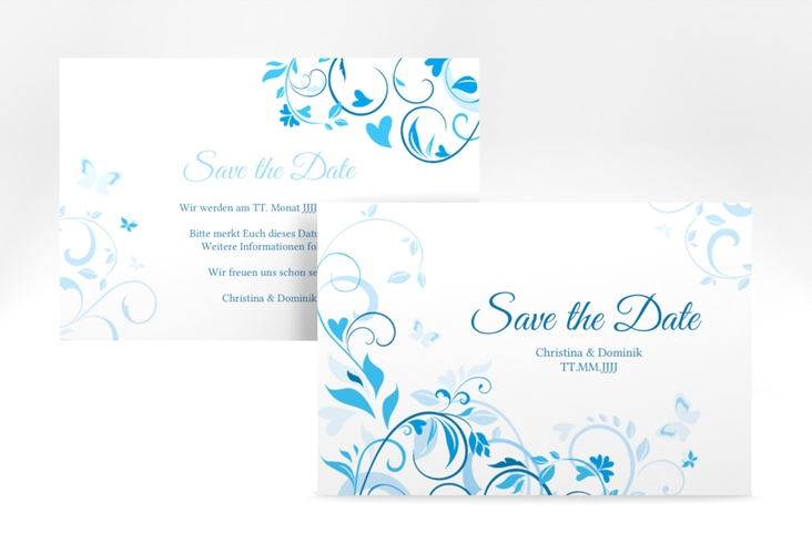 Save the Date-Karte Lilly A6 Karte quer blau