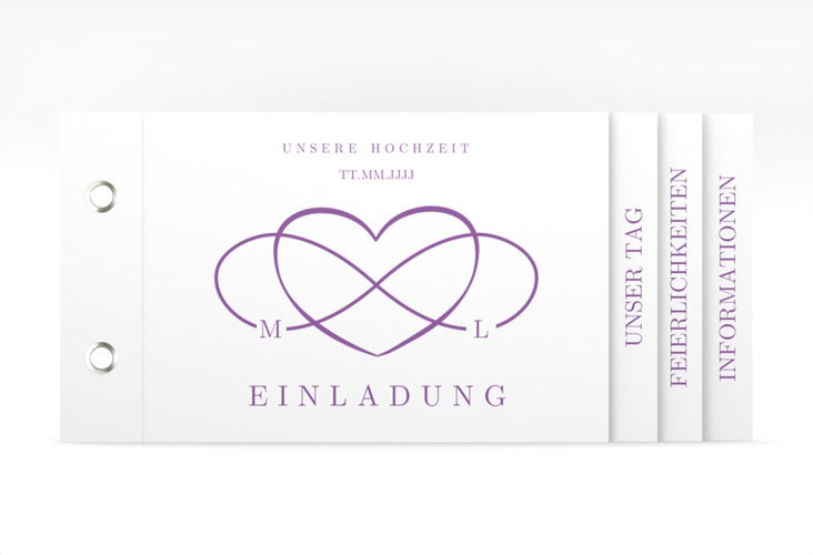 Hochzeitseinladung Infinity Booklet lila