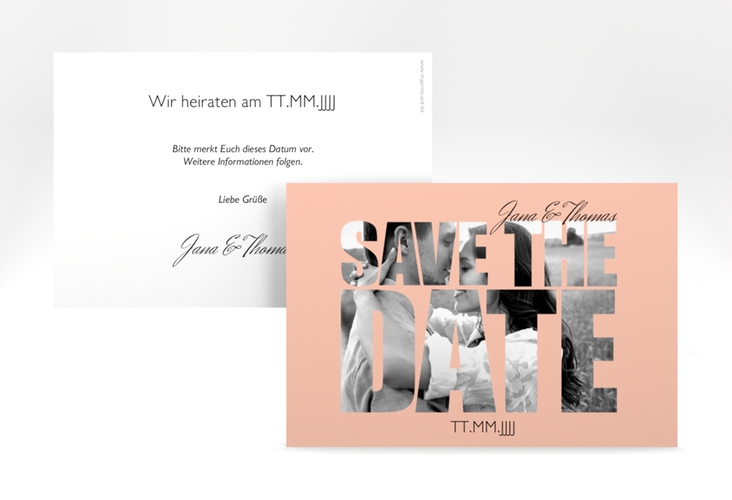 Save the Date-Karte Hochzeit Letters A6 Karte quer apricot