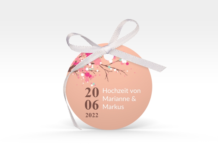 Geschenkanhänger Hochzeit Sakura Geschenkanhänger, rund apricot