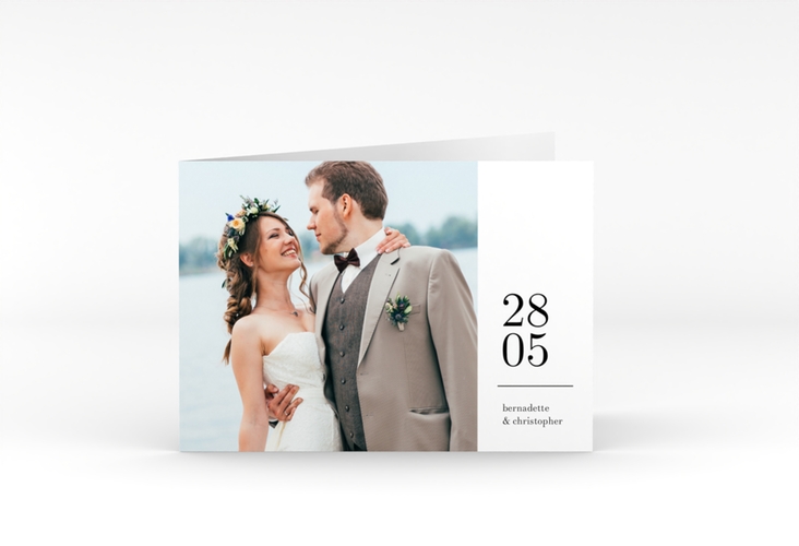 Dankeskarte Hochzeit Minimal A6 Klappkarte quer weiss