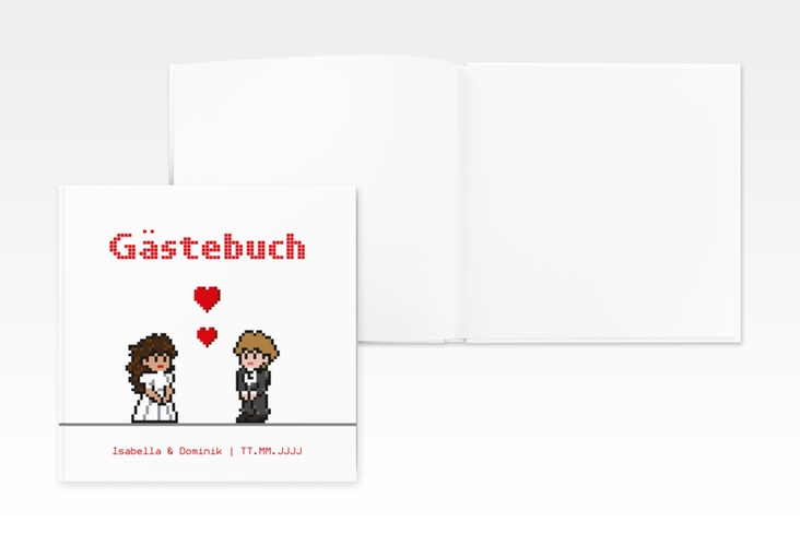 Gästebuch Creation Hochzeit Pixel 20 x 20 cm, Hardcover weiss