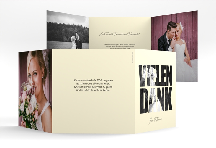 Dankeskarte Hochzeit Letters quadr. Doppel-Klappkarte beige