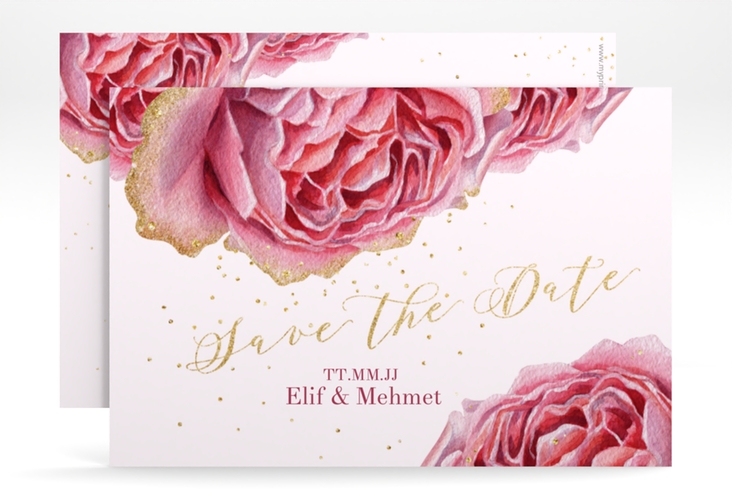 Save the Date-Karte Cherie A6 Karte quer gold hochglanz