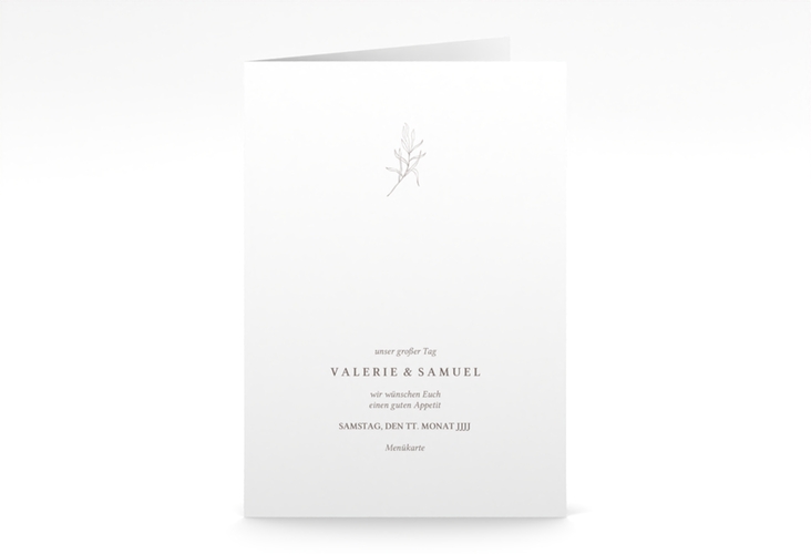 Menükarte Hochzeit Ivy A5 Klappkarte hoch minimalistisch mit kleiner botanischer Illustration