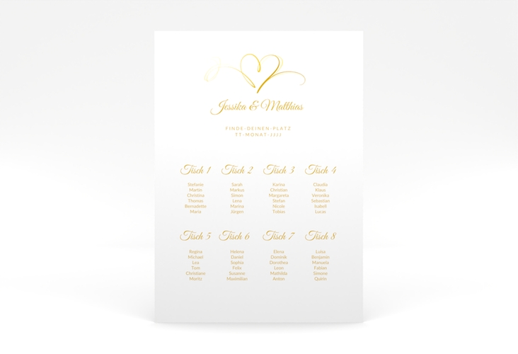 Sitzplan Poster Hochzeit Envie 50 x 70 cm Poster gold