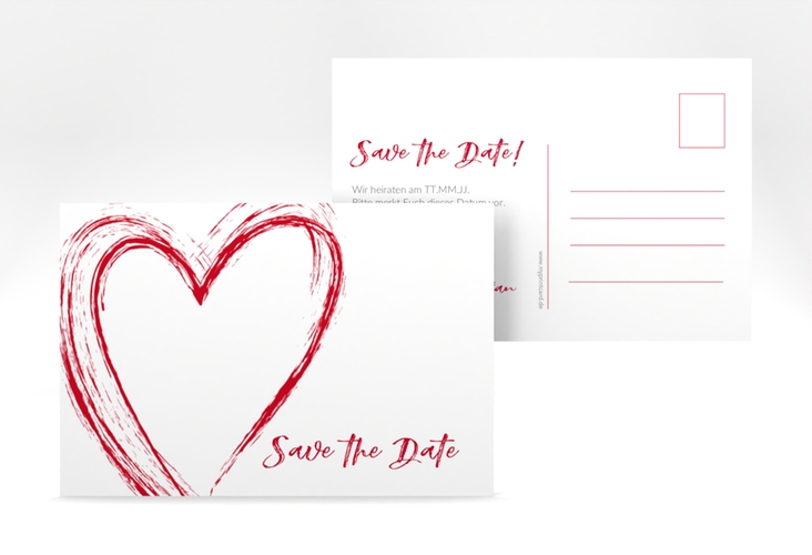 Save the Date-Postkarte Liebe A6 Postkarte rot hochglanz