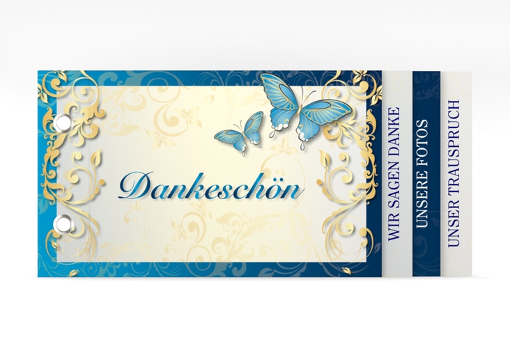 Danksagungskarte Hochzeit Toulouse Booklet blau