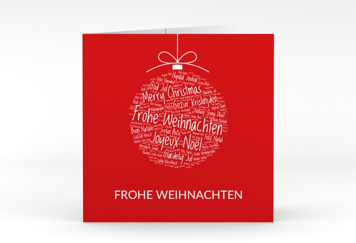 Geschäftliche Weihnachtskarte Wunderkugel quadr. Klappkarte rot modern mit Weihnachtskugel