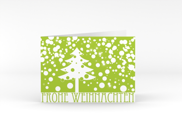 Weihnachtskarte Wishes A6 Klappkarte quer mit Winterlandschaft und Art Déco Schriftzug