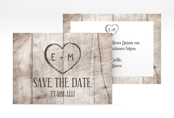 Save the Date-Visitenkarte Wood Visitenkarte quer weiss