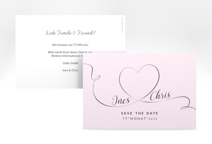 Save the Date-Karte Hochzeit Dolce A6 Karte quer rosa