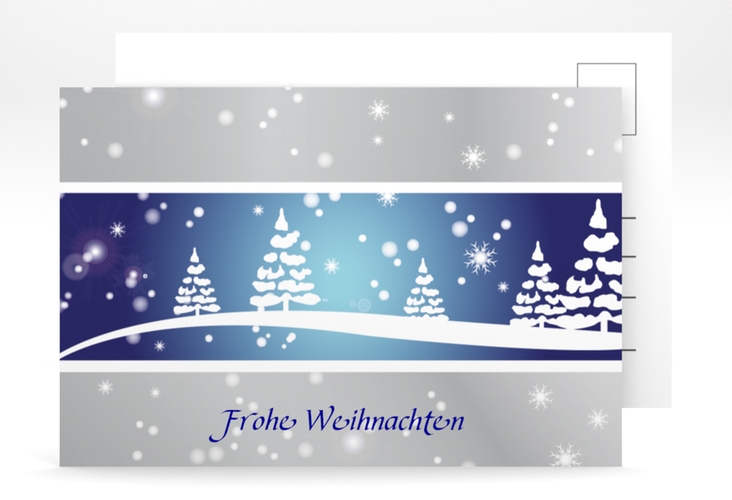 Weihnachtskarte Magical A6 Postkarte blau