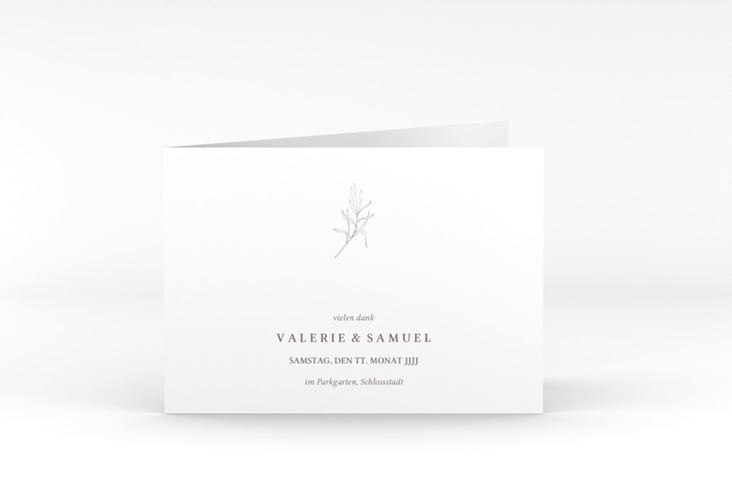 Danksagungskarte Hochzeit Ivy A6 Klappkarte quer minimalistisch mit kleiner botanischer Illustration