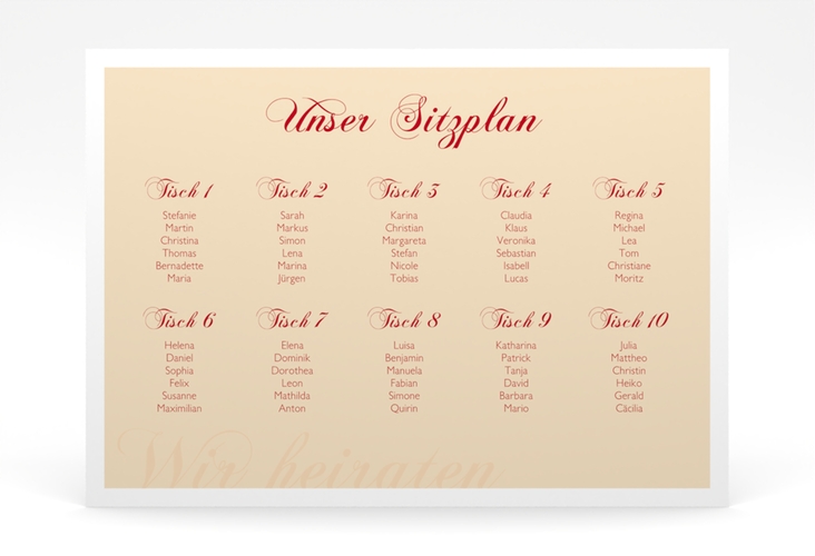 Sitzplan Poster Hochzeit Collage 70 x 50 cm Poster apricot