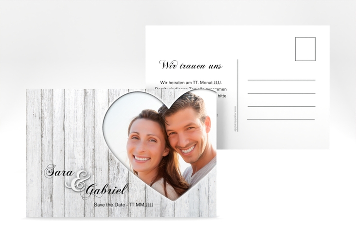 Save the Date-Postkarte Herz A6 Postkarte weiss