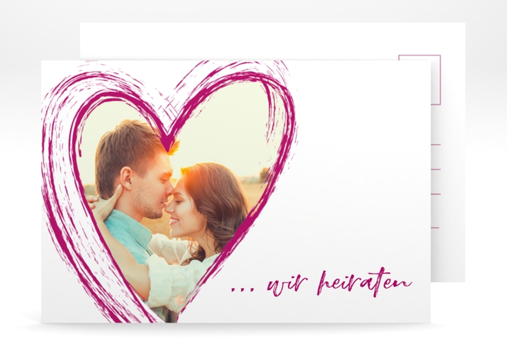 Verlobungskarte Hochzeit Liebe A6 Postkarte pink