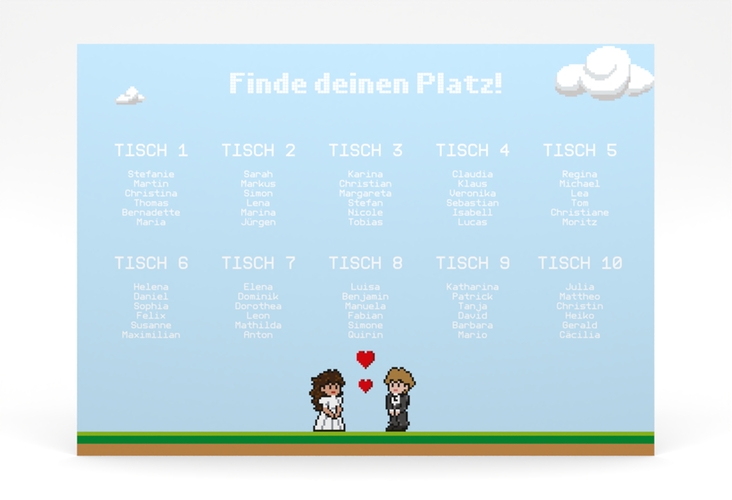 Sitzplan Poster Hochzeit Pixel 70 x 50 cm Poster