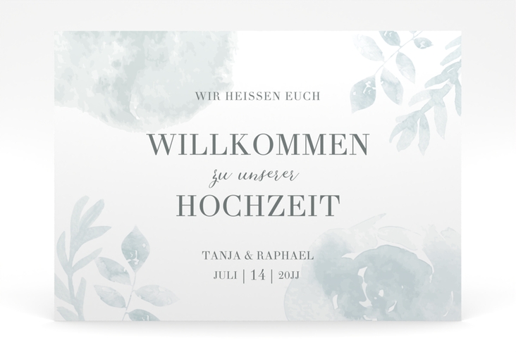 Willkommensschild Poster Blätterdruck 70 x 50 cm Poster