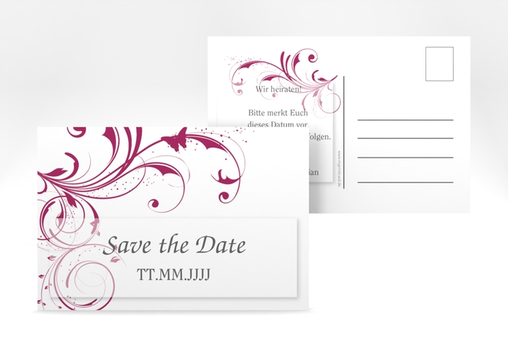 Save the Date-Postkarte Palma A6 Postkarte pink