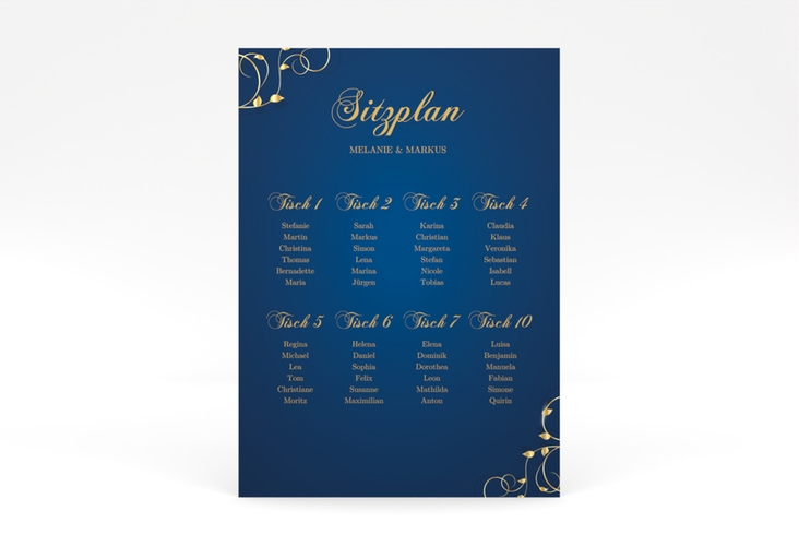 Sitzplan Poster Hochzeit Eternity 50 x 70 cm Poster blau